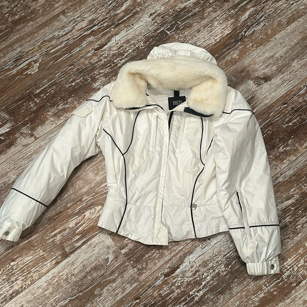 NILS White Faux Fur Collar Hooded Ski Jacket 8